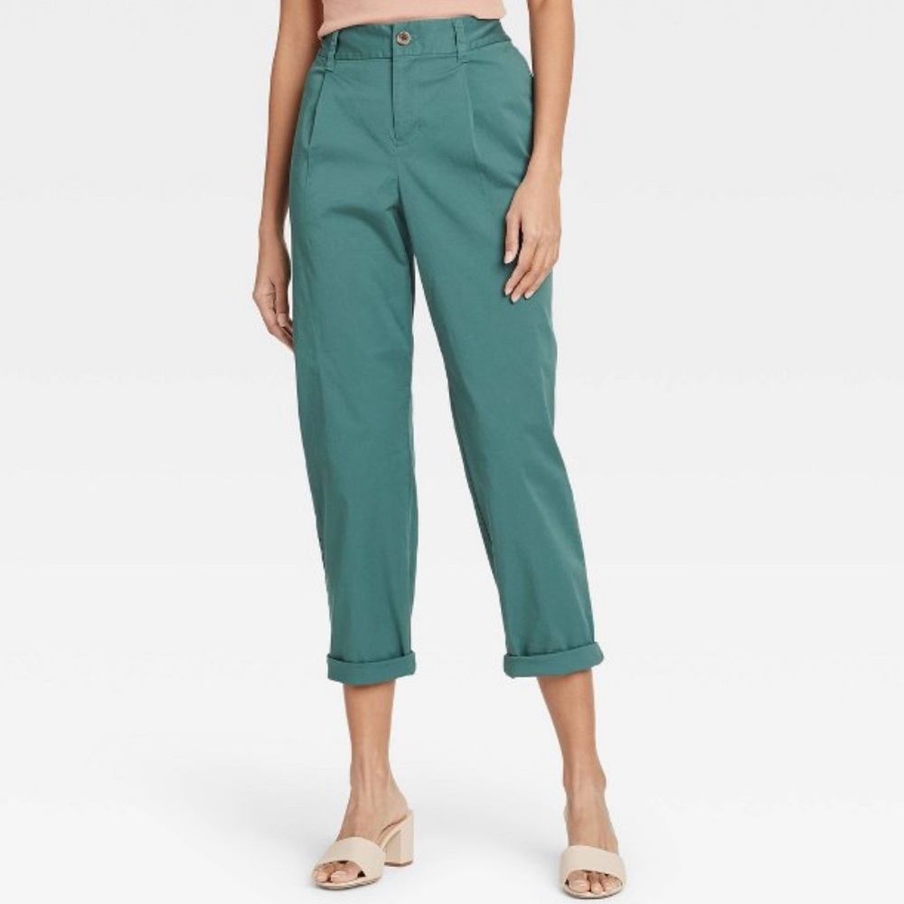 NWOT high rise pleat front straight leg ankle pant